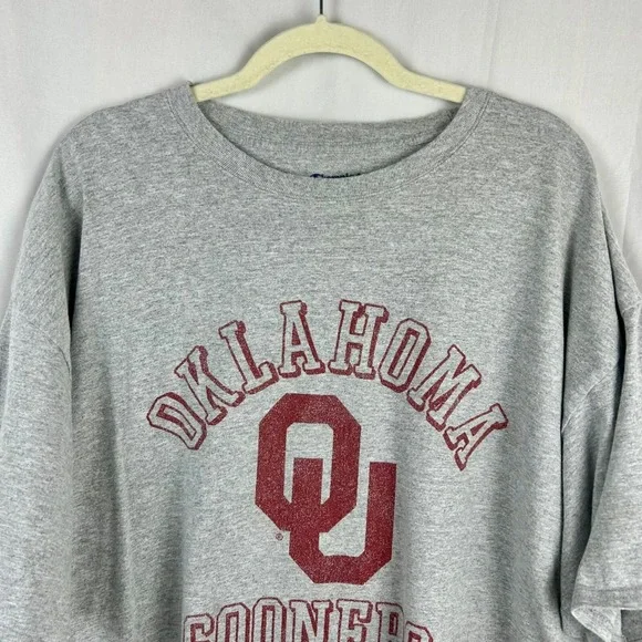 Champion Oklahoma University‎ OU Sooners Shirt Unisex 2XL Gray Short Sleeve - Picture 3 of 9